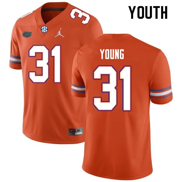 NCAA Florida Gators Jordan Young Youth #31 Nike Orange Stitched Authentic College Football Jersey UBM0164FL
